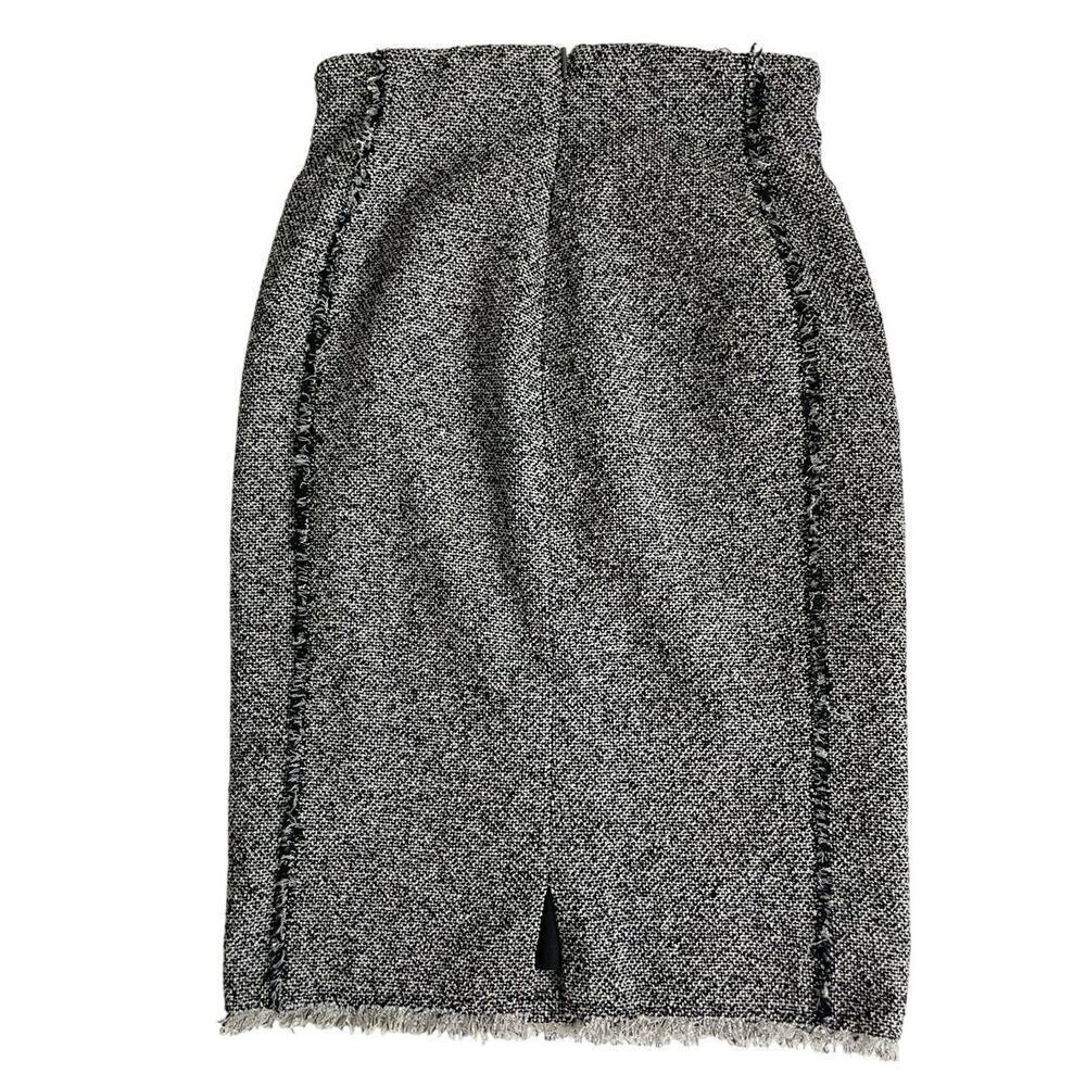 REBECCA‎ TAYLOR SKIRT A LINE PENCIL GRAY/BLACK SZ 0 TRIM HEM FRINGE AESTHETIC - Picture 12 of 13